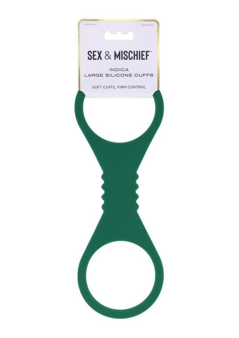 emerald green silicone cuffs with flexible stretch design for bdsm restraint play from an online adult toy store offering secure comfortable bondage options