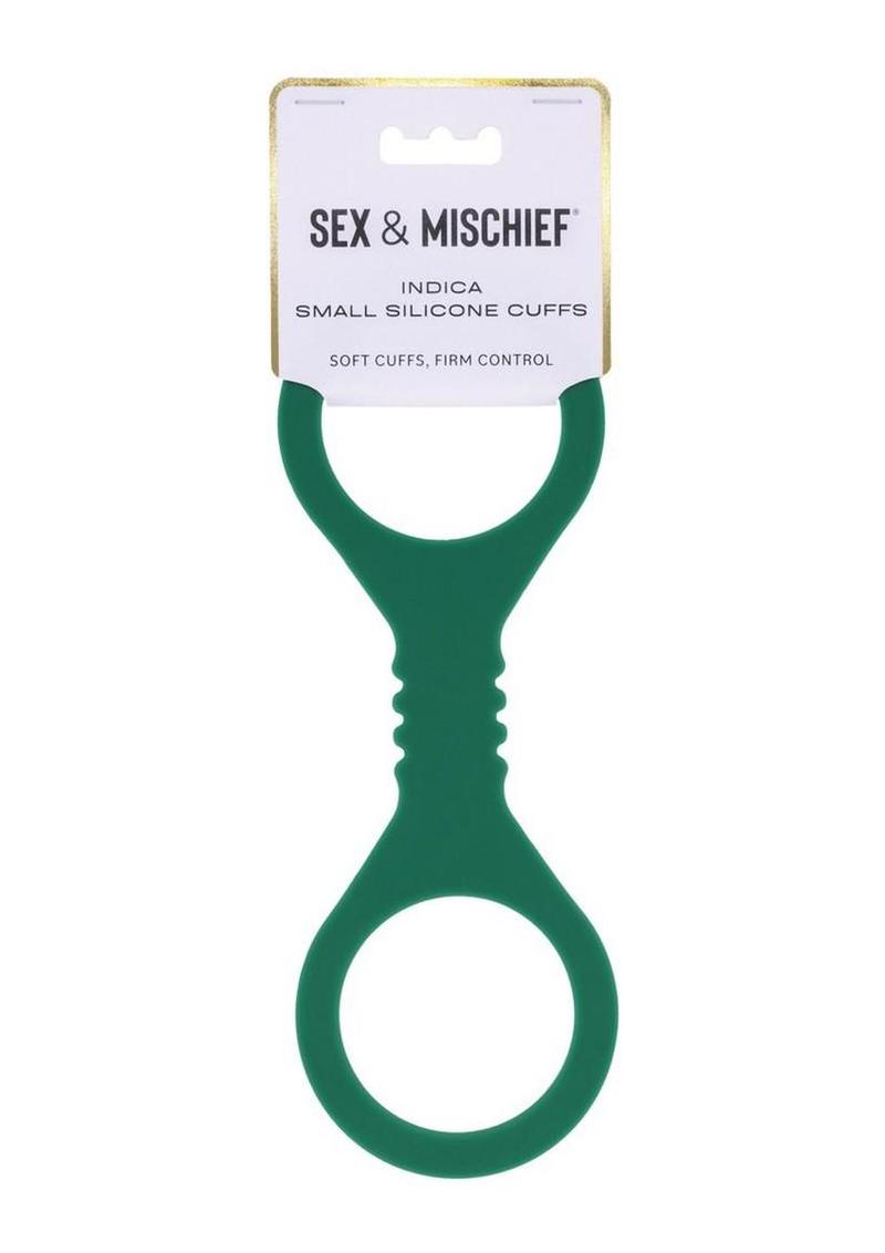 flexible body safe silicone cuffs in green designed for easy slide on restraint ideal for bdsm play from an online adult sex store