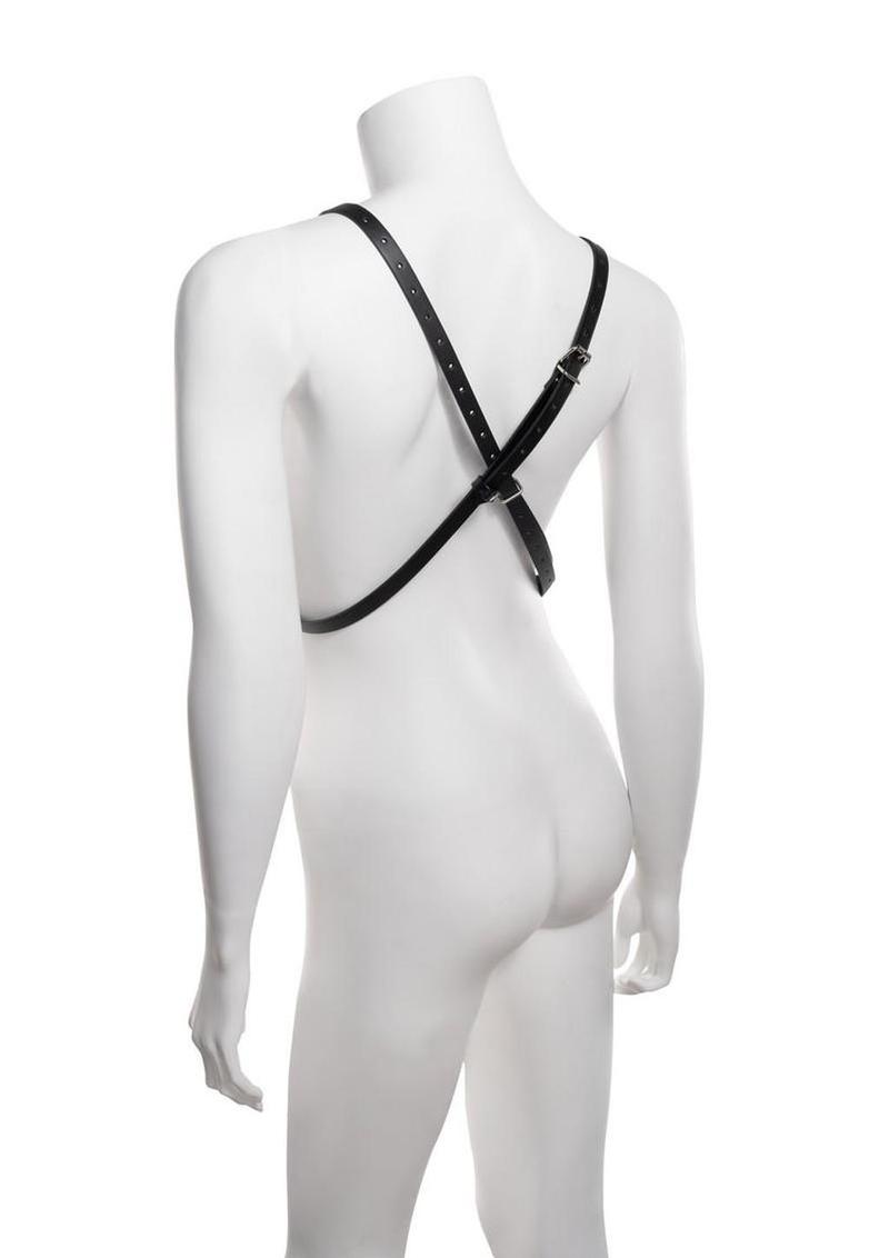 Black faux leather harness with soft lining