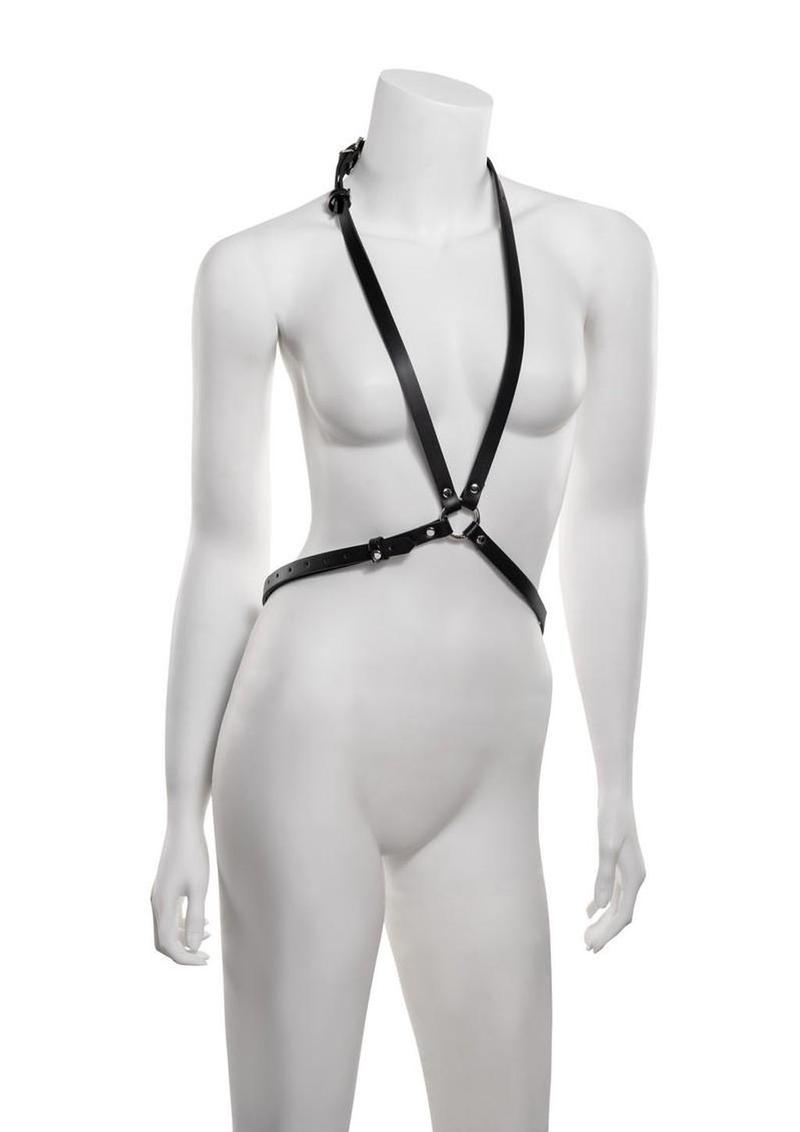 Adjustable BDSM harness for fetish wear styling