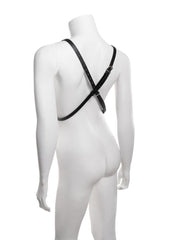 Black faux leather harness with soft lining