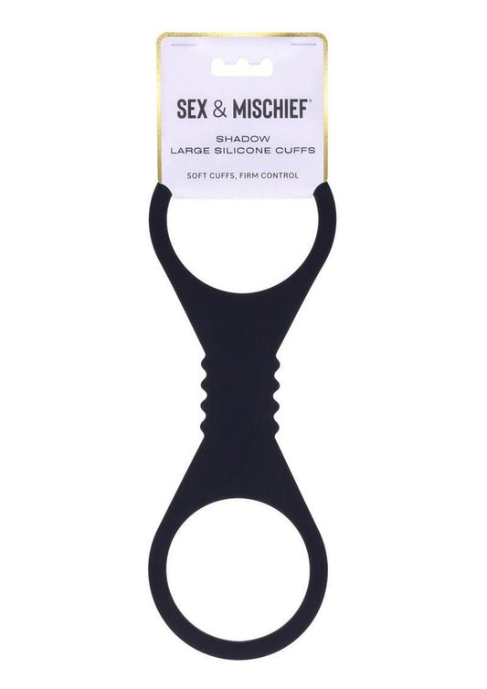 Black silicone cuffs with soft stretch design for bdsm restraint play providing comfortable secure control from an online adult toy store