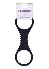 Black silicone cuffs with soft stretch design for bdsm restraint play providing comfortable secure control from an online adult toy store