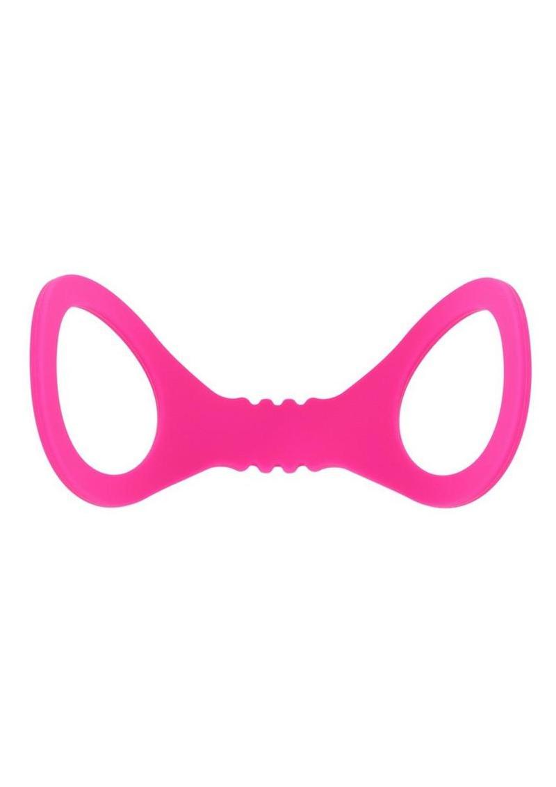 pink silicone bdsm cuffs offering secure restraint flexible comfort and easy slide on design