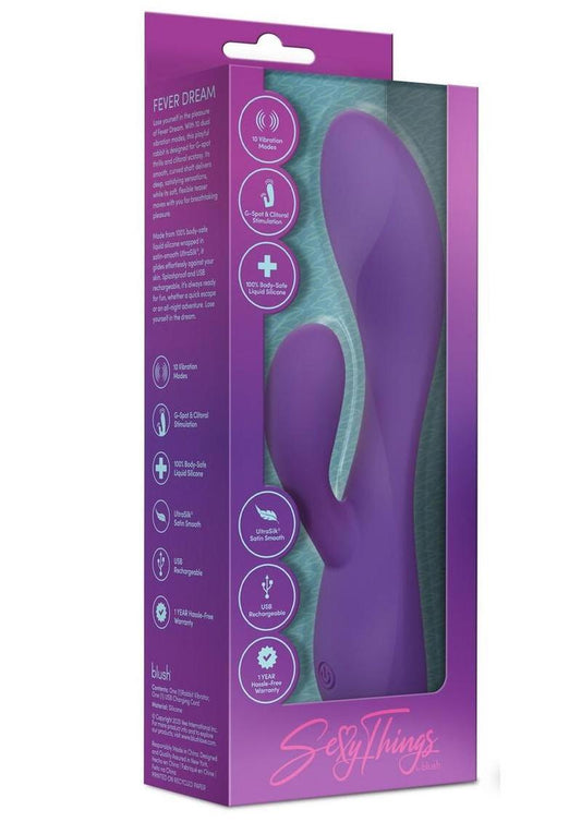 Sexy Things Fever Dream Rechargeable Silicone Rabbit Vibrator - Purple