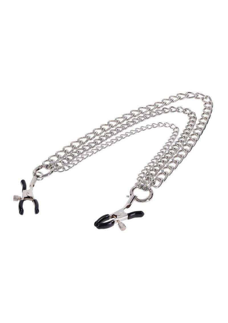 silver chain breast clamps black