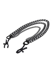 black and silver breast play clamps