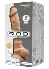 SilexD Model 3 Dd05 Silicone Realistic Dual Dense Dildo with Balls - Vanilla - 9in