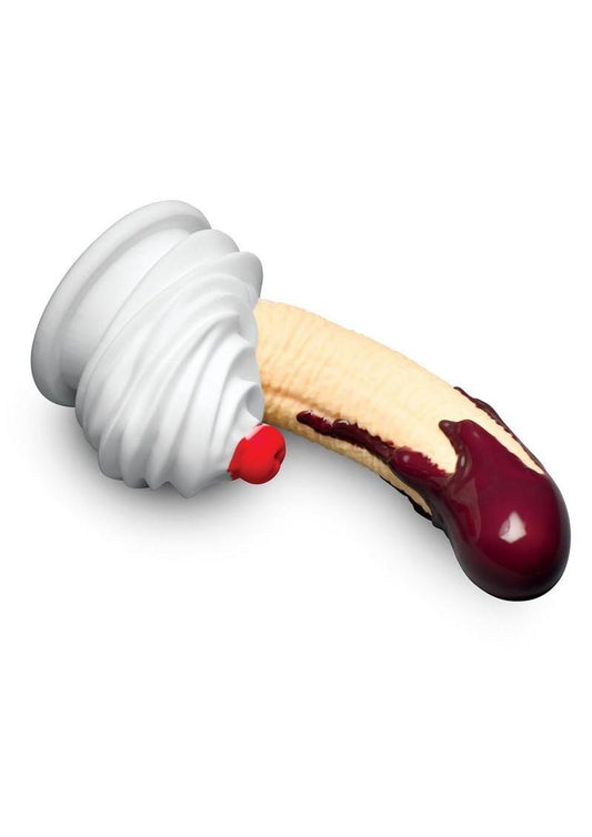 Simply Sweet Chocolate Dipped Banana Split Premium Silicone Dildo - Multicolor - 7.4in weird sex toys