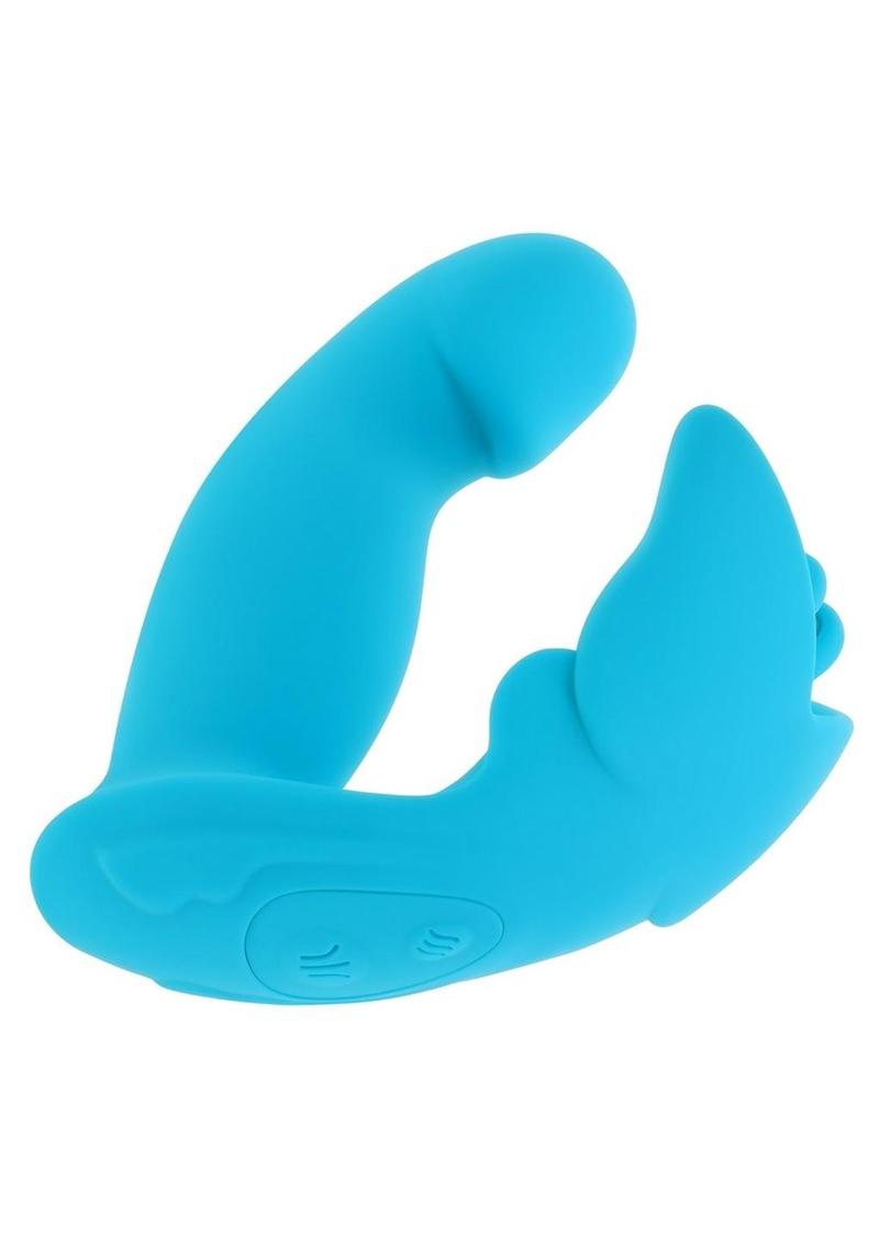 Spread Your Wings Rechargeable Silicone Multi Vibrator - Blue