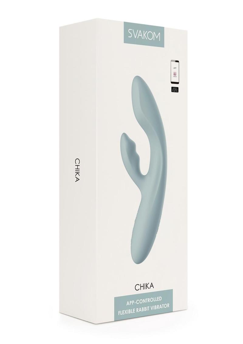Svakom Chika Rechargeable Silicone App Compatible Interactive Rabbit Vibrator - Gray/Grey