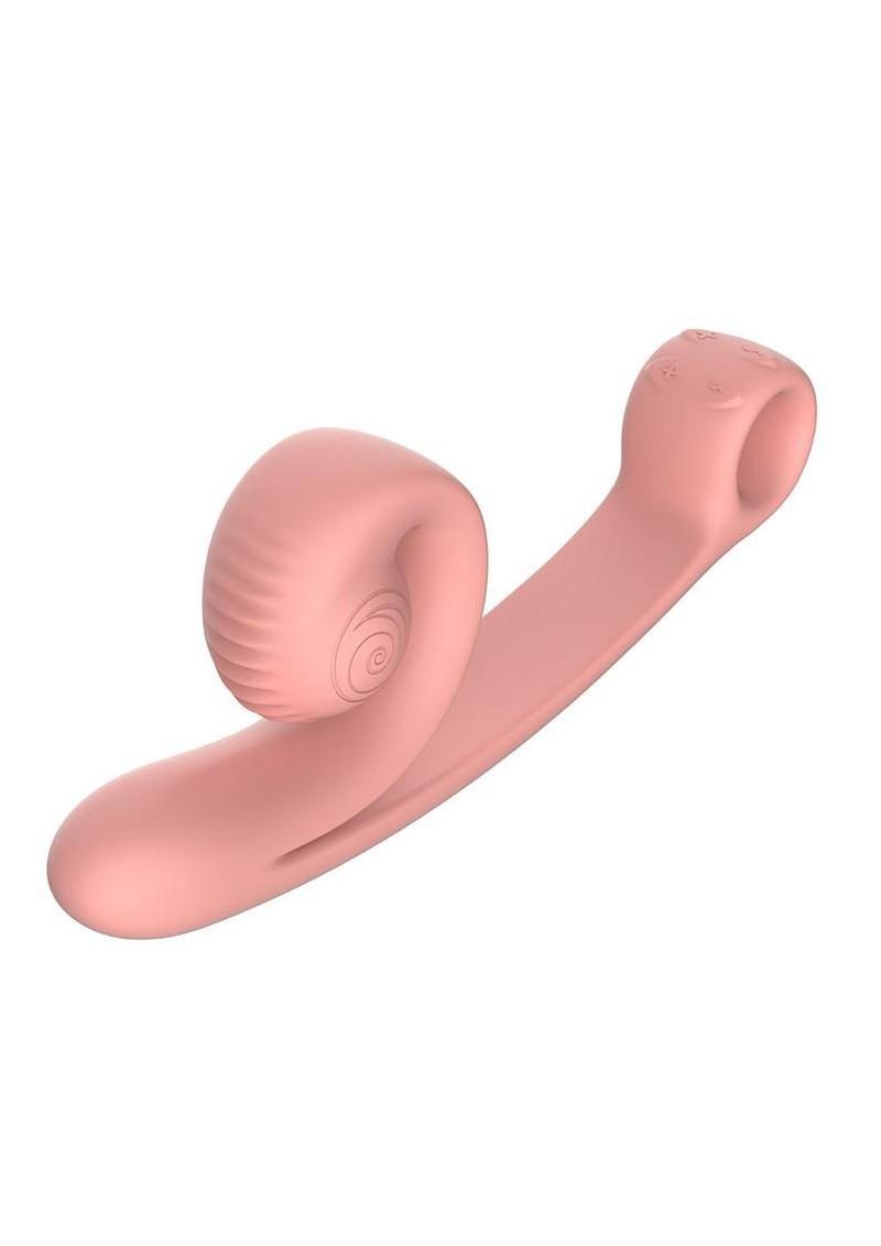 Peachy silicone clitoral vibrator close up