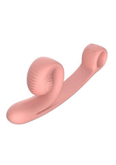 Peachy silicone clitoral vibrator close up