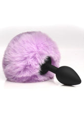 Silicone butt plug with soft bunny tail photographed for erotic lingerie and cosplay roleplay