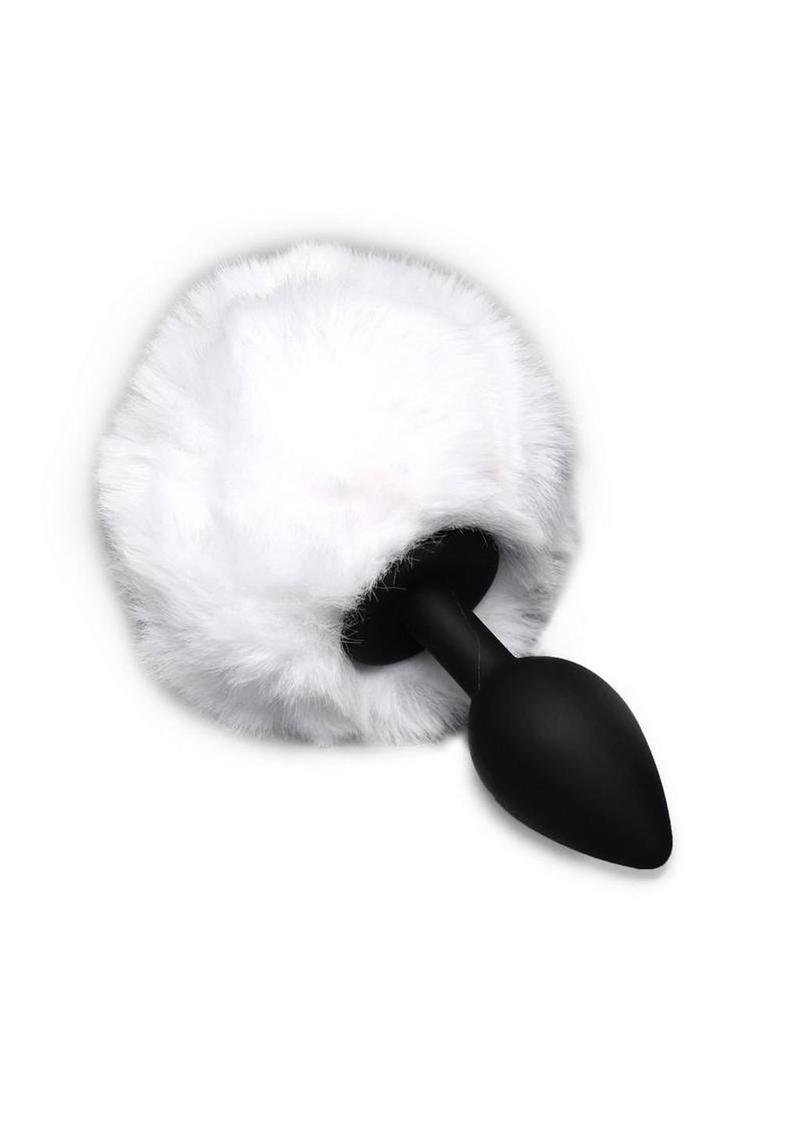 Cute bunny tail anal accessory designed for fetish wear, costumes, and bedroom roleplay fantasies