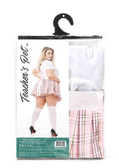 Teacher's Pet Private Schoolgirl Costume - Pink/White -Plus Size