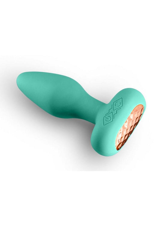 Techno Prism Rechargeable Silicone App Compatible Anal Plug - Teal