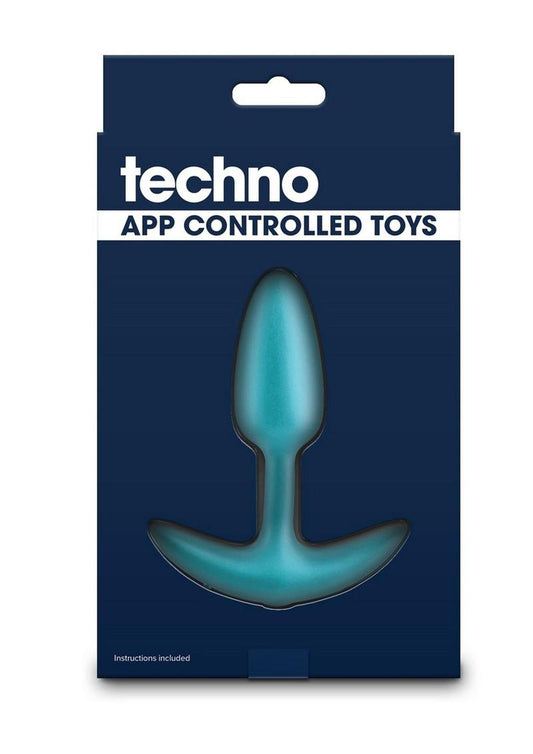 Techno Trance Rechargeable Silicone App Compatible Anal Plug - Blue