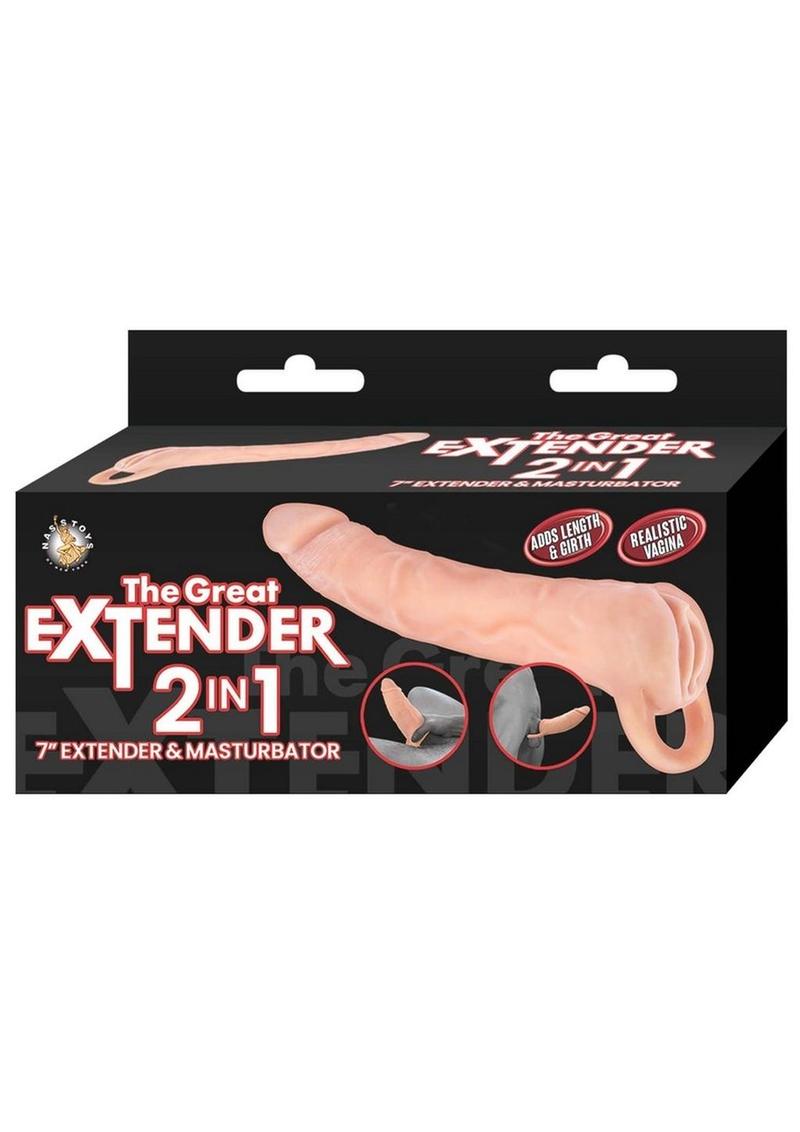 The Great Extender 2 In 1 Extender and Masturbator - Vanilla - 7in