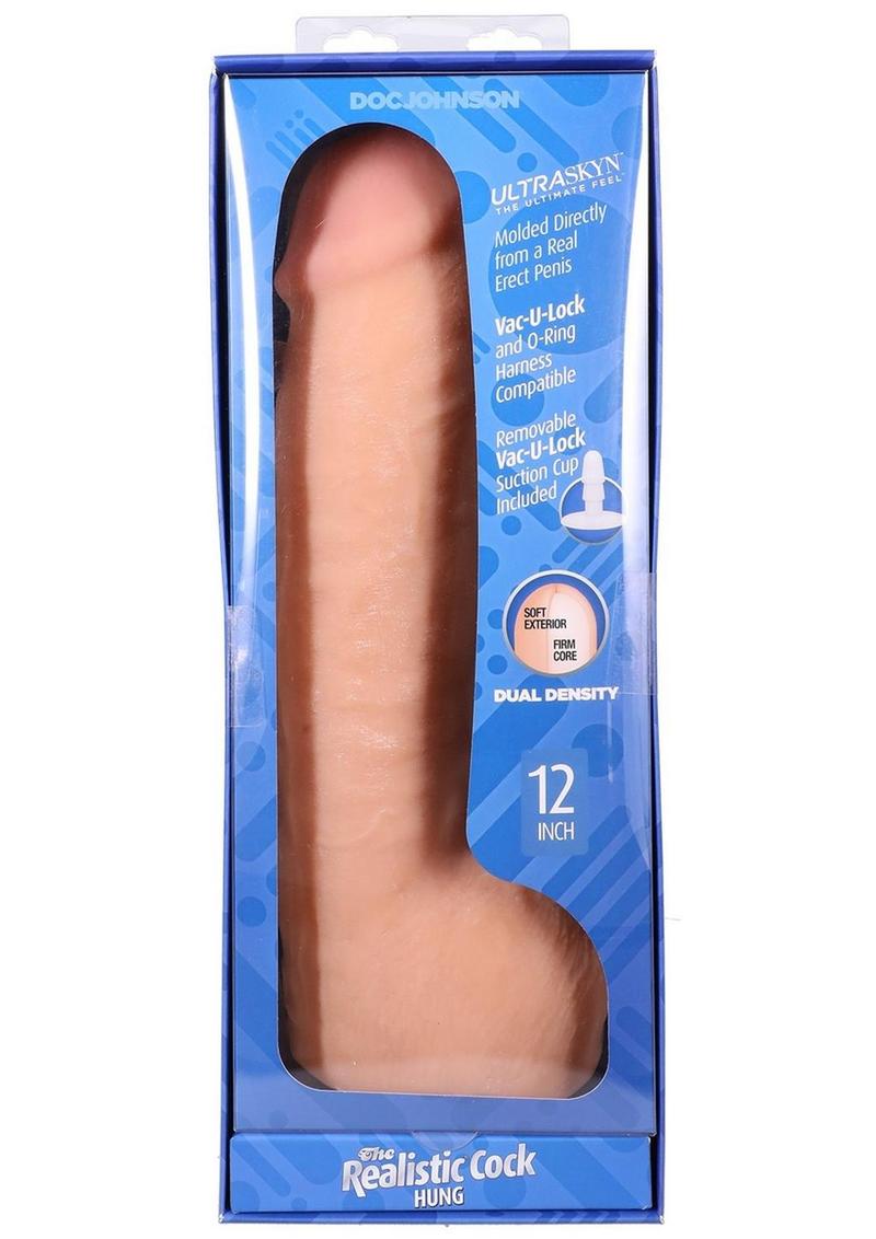 The Realistic Cock with Balls Ultraskyn Hung with Removable Vac-U-Lock Suction Cup - Vanilla - 12in