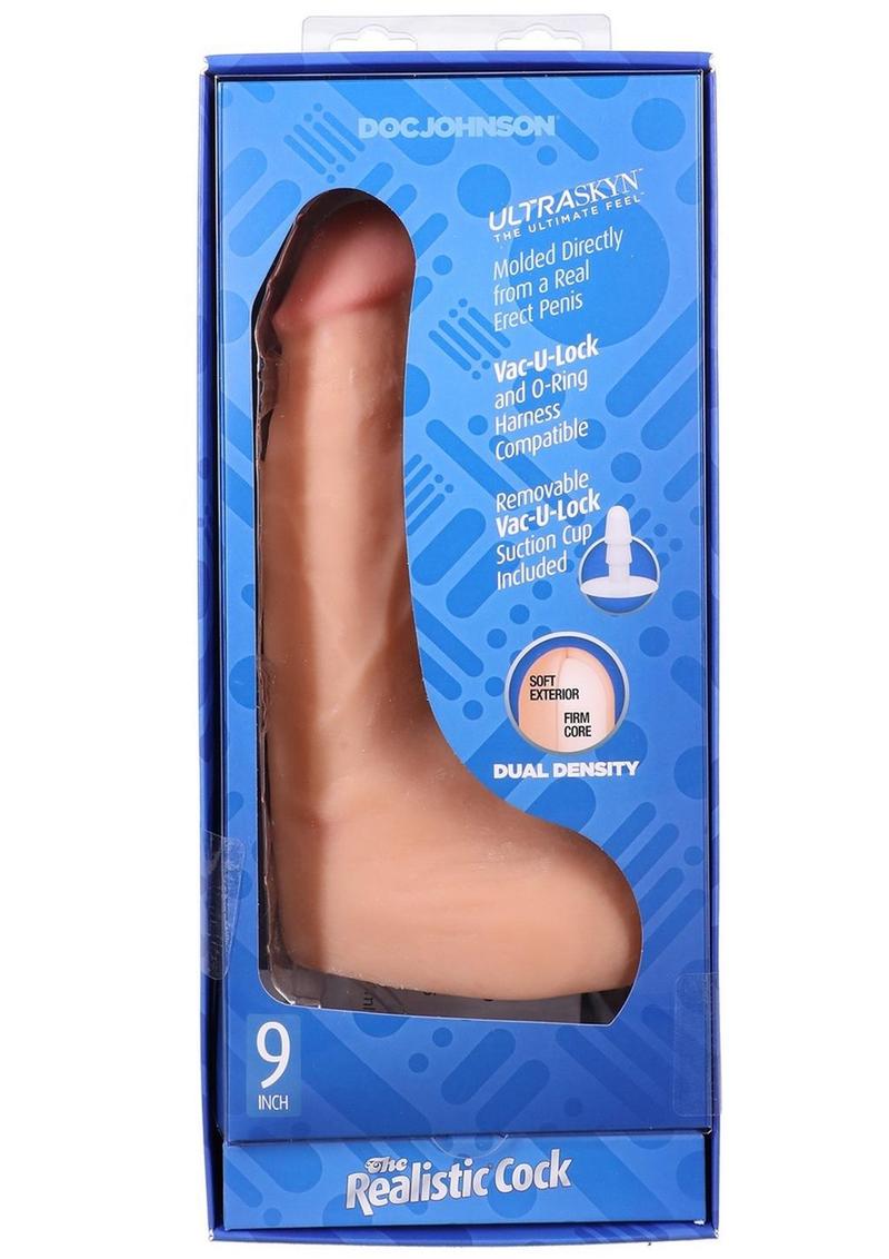 The Realistic Cock with Balls Ultraskyn Squirting with Removable Vac-U-Lock Suction Cup - Vanilla - 9.5in