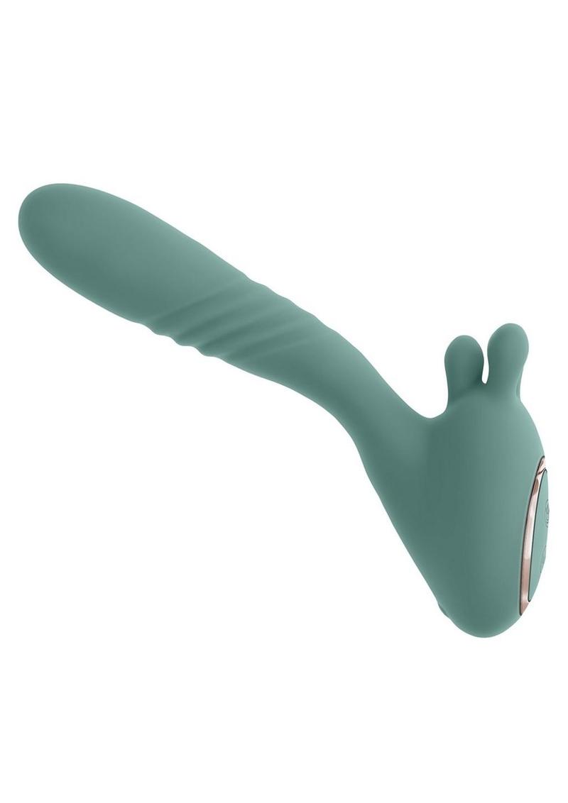 Thrust Into Ecstasy Rechargeable Silicone Dual Vibrator - Green