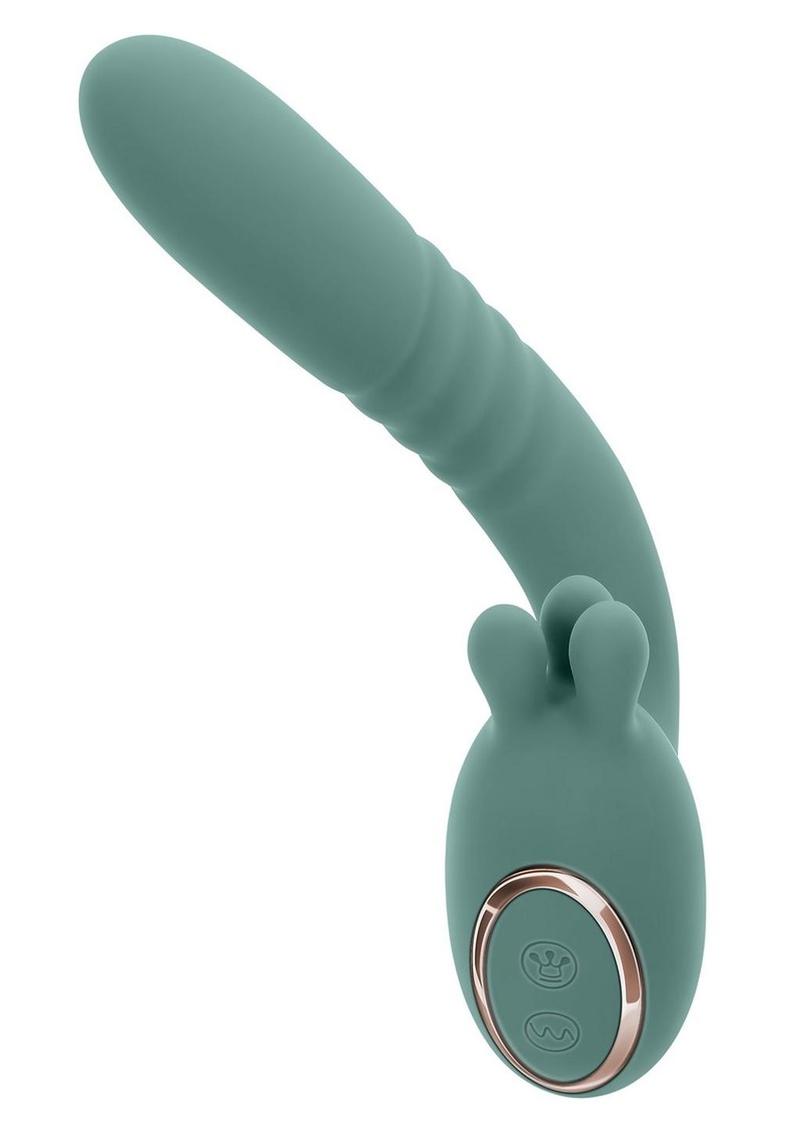 Thrust Into Ecstasy Rechargeable Silicone Dual Vibrator - Green