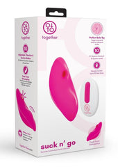 Together Toys Suck N' Go Rechargeable Silicone Clitoral Stimulator with Remote - Pink/White