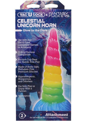 Magical rainbow dildo shaped like unicorn horn glow in the dark body safe silicone spiral ridges perfect fantasy adult toy from store