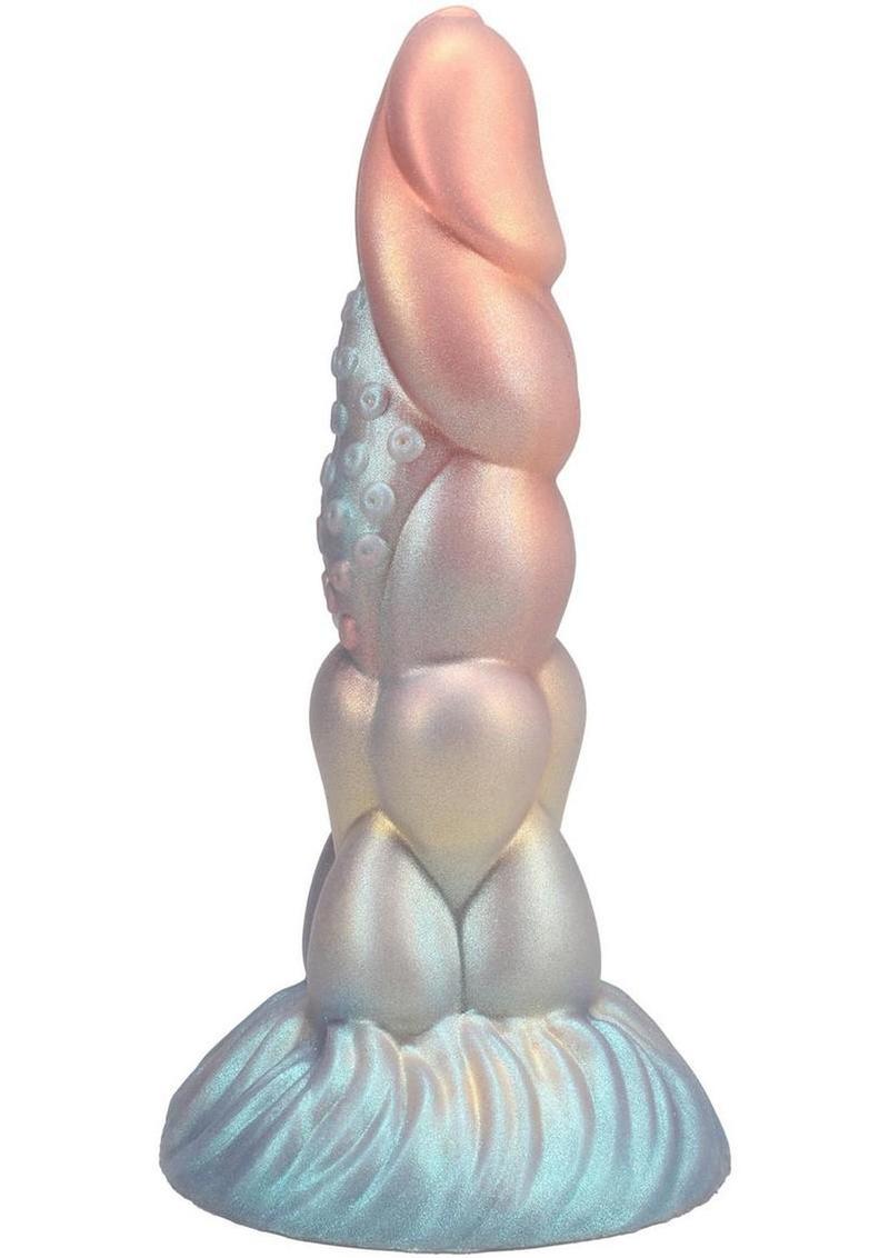 fantasy silicone sex toy with pearlized caviar bead details and double corona design