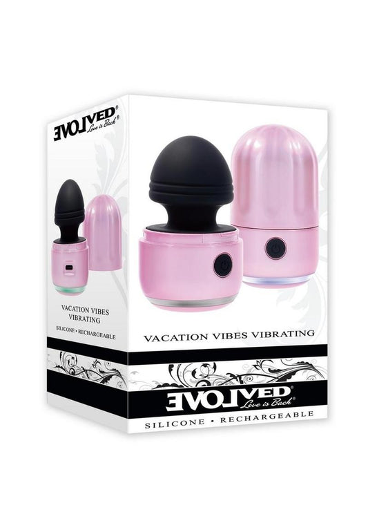 Vacation Vibes Vibrating Rechargeable Silicone Discreet Vibrator - Black/Pink