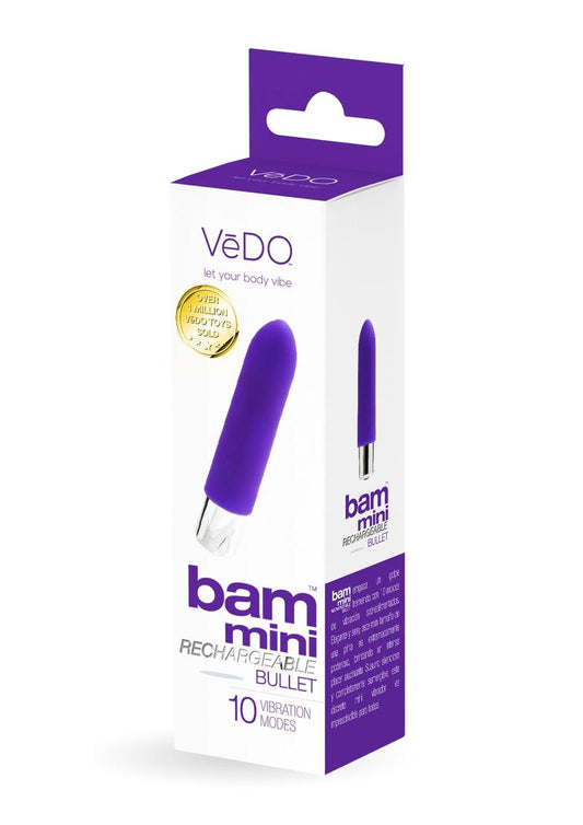 Vedo Bam Mini Rechargeable Silicone Bullet Vibrator - Into You - Indigo/Purple