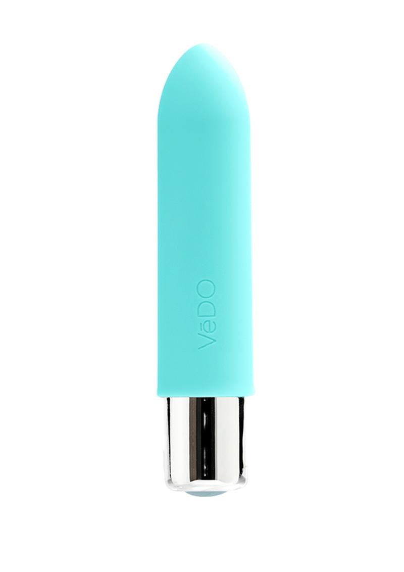 Vedo Bam Mini Rechargeable Silicone Bullet Vibrator - Tease Me - Teal/Turquoise