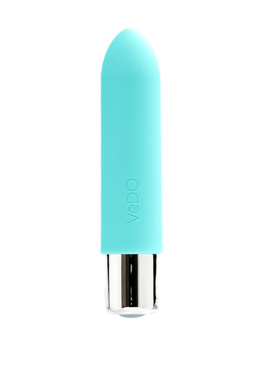 Vedo Bam Mini Rechargeable Silicone Bullet Vibrator - Tease Me - Teal/Turquoise