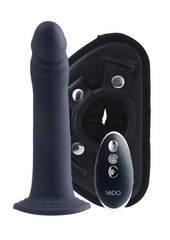 Vedo Diki Rechargeable Silicone Vibrating Dildo with Harness and Remote Control - Just - Black