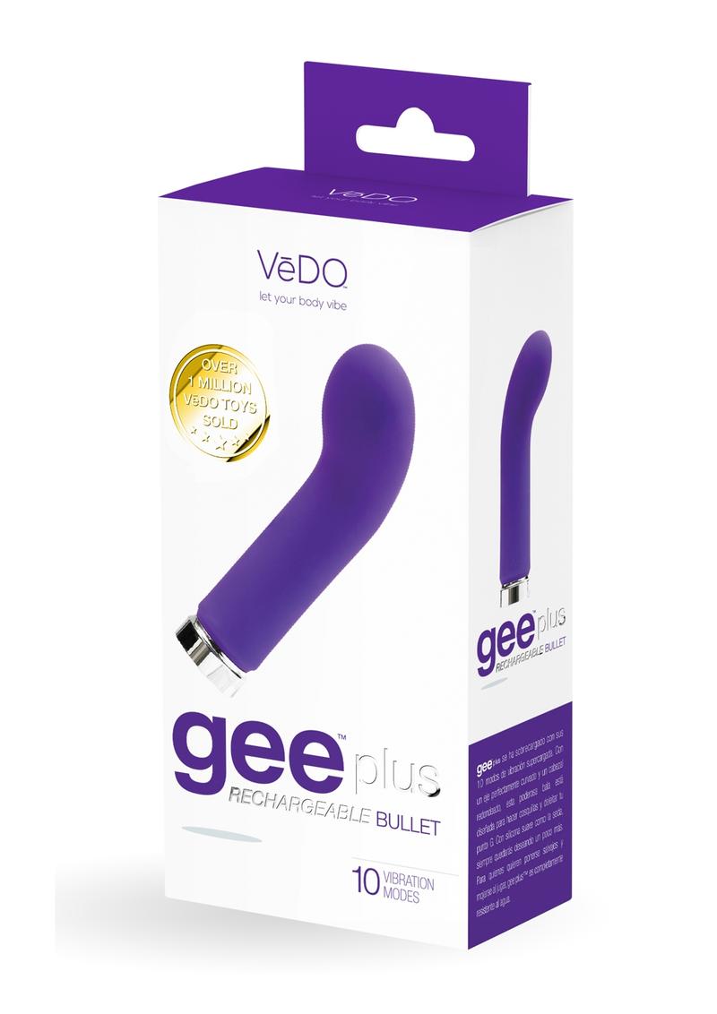 Vedo Gee Plus Rechargeable Silicone Bullet Vibrator - Into You - Indigo/Purple