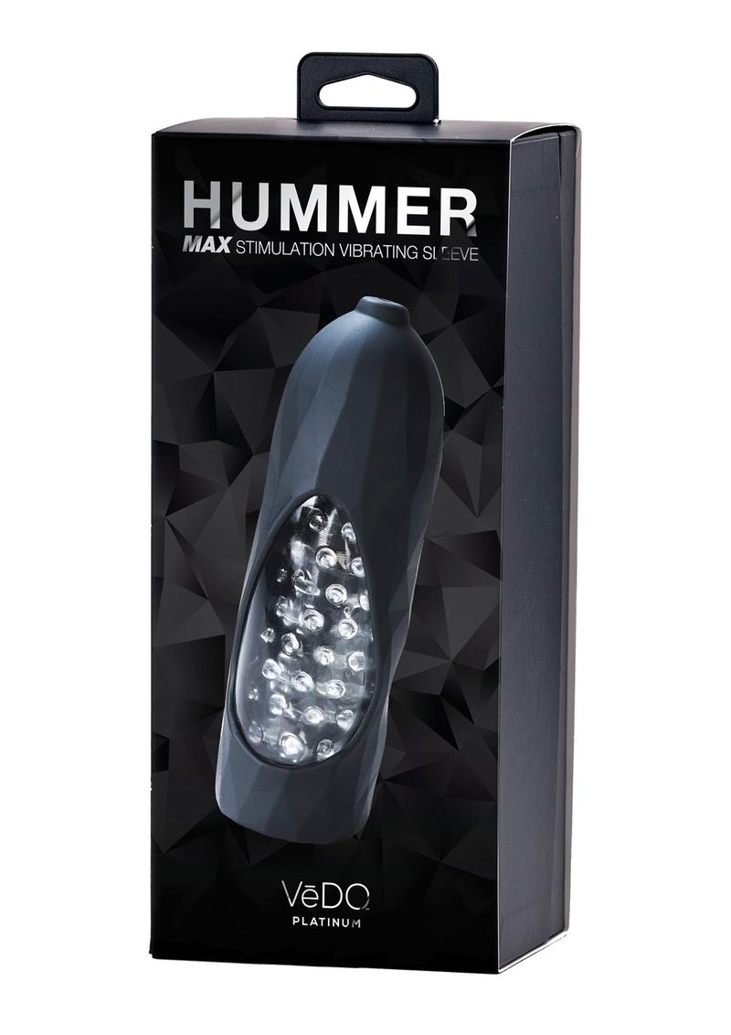 Vedo Hummer 2.0 Silicone Rechargeable Vibrating Stroker - Crystal Clear/Black Pearl - Black/Clear