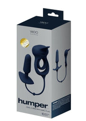 Vedo Humper Rechargeable Silicone Dual C-Ring with Anal Plug - Black - 5in