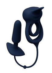 Silicone vibrating dual ring with connected anal plug for intense pleasure