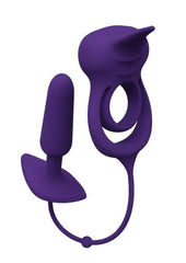 Hands free silicone butt plug paired with vibrating ring for deep sensations