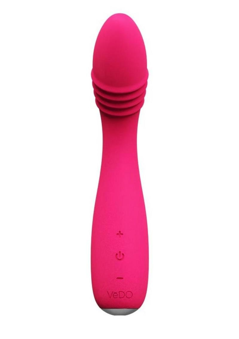 rechargeable thrusting vibrator with flexible g spot design