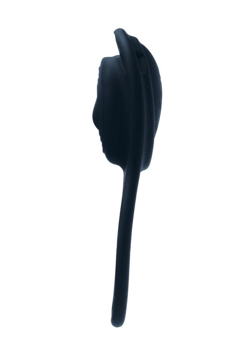Hands free vibrating cock ring full length view