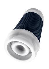 Vibrating masturbator sleeve with textured stimulation