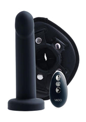 Vedo Strapped Silicone Rechargeable Vibrating Strap-On with Remote Control - Just - Black