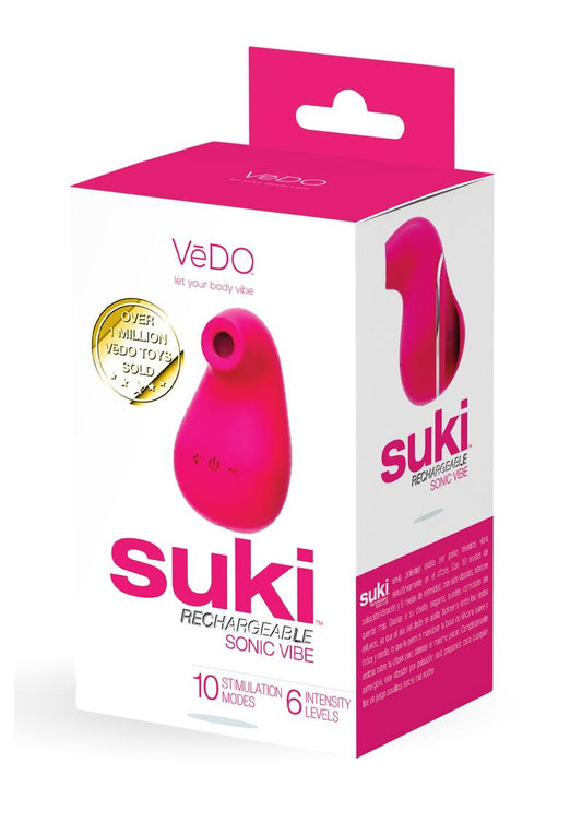 Vedo Suki Rechargeable Silicone Sonic Vibrator - Foxy - Pink