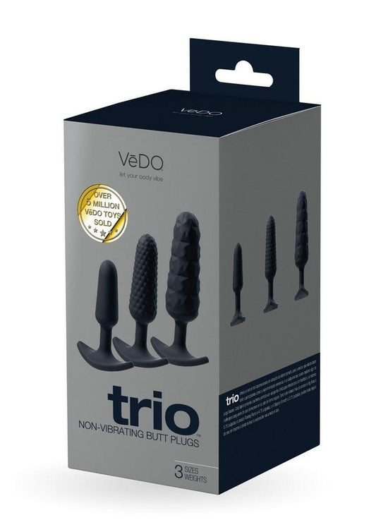 Vedo Trio Silicone Anal Plug - Black - Set