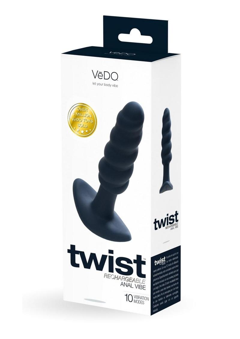 Vedo Twist Rechargeable Silicone Anal Plug - Black