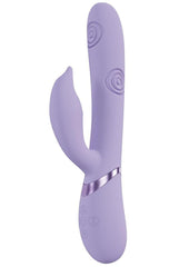 Vive Pallina Rechargeable Silicone Triple Motor G-Spot Vibrating and Tapping Beads Clit Stimulator - Lavender/Purple