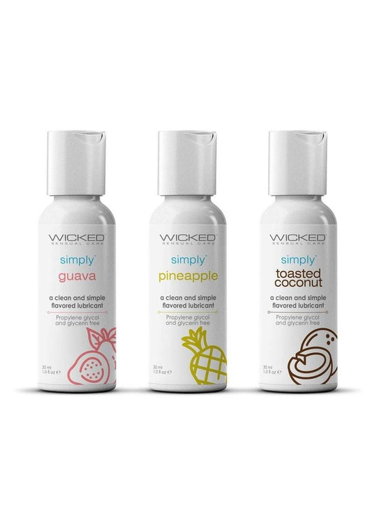 wicked simply tropical trio flavored lubricants set with guava pineapple and coconut