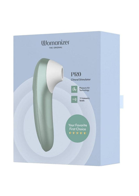 Womanizer Pleasure Air Pro Rechargeable Silicone Air Pulse Clitoral Vibrator - Sage - Green